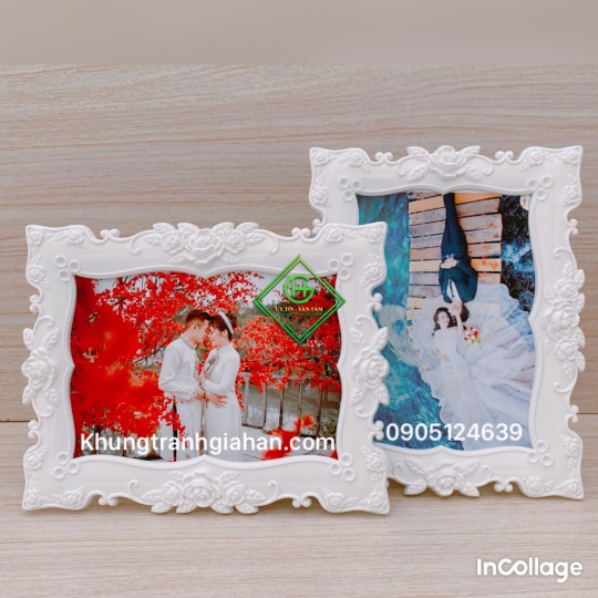 khung pha lê 15x21 sứ hoa hồng